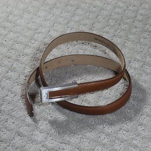 Vintage 90s Brighton Brown Leather Belt with Silver Punch Buckle - 30 (M)